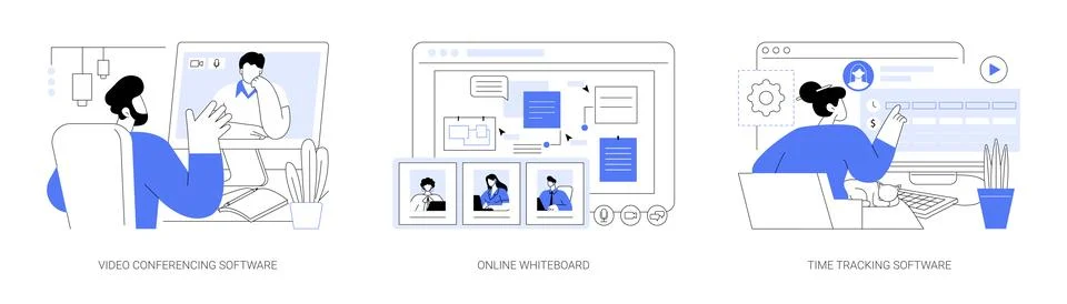 Online collaboration software isolated cartoon vector illustrations se Stock Illustration