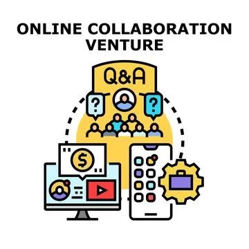 Online collaboration venture developing business partnership Illustrazione stock