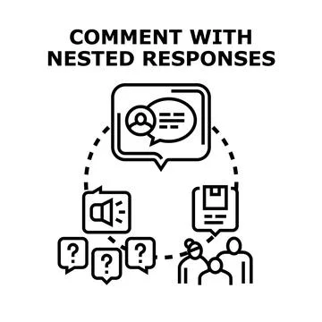 Online comment thread with nested responses communication icon Stock Illustration