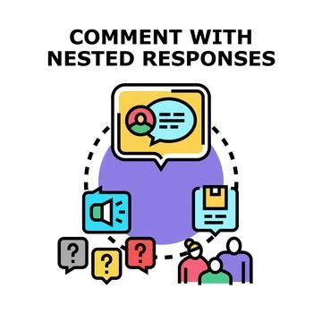 Online comment thread with nested responses communication icon Stock Illustration