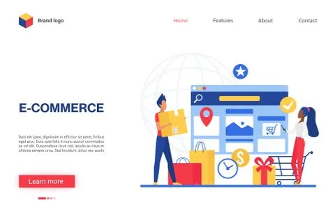 Online commerce concept vector illustration, website interface modern design Stock Illustration