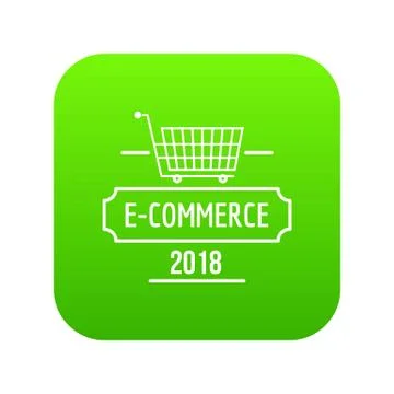 Online commerce icon green Stock Illustration
