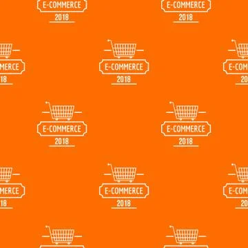 Online commerce pattern vector orange Illustrazione stock