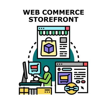 Online commerce storefront illustration for internet business Stock Illustration