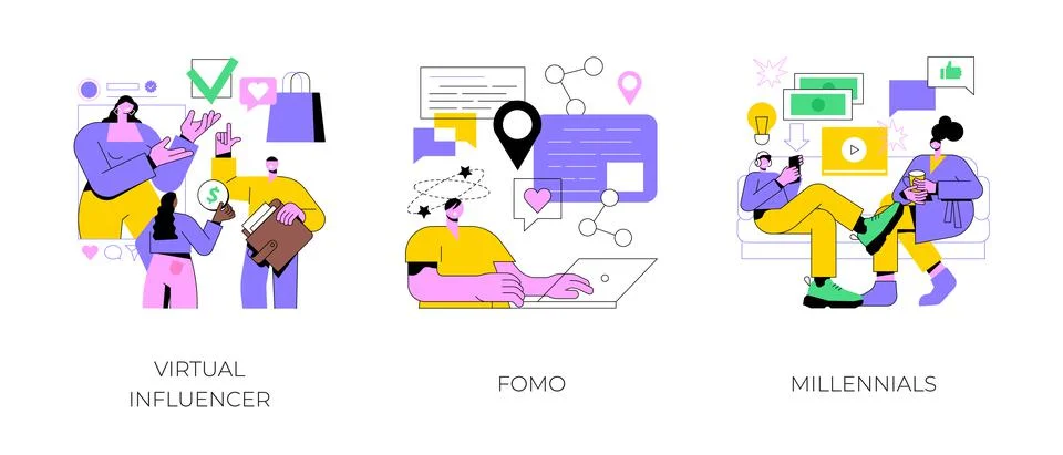 Online communication abstract concept vector illustrations. Stock Illustration