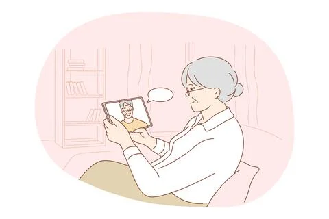 Online communication, chat, modern technologies concept Illustrazione stock