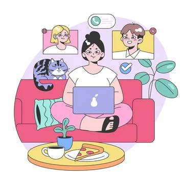 Online communication concept. Flat vector illustration. Stock Illustration