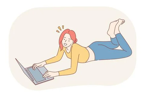 Online communication, e-learning, laptop concept 库存插图