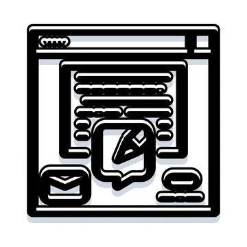 Online communication editing content messaging browser illustration Illustrazione stock