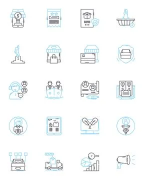 Online communication linear icons set. Messaging, Chatting, Texting, Emailing Stock Illustration