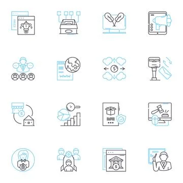 Online communication linear icons set. Messaging, Chatting, Texting, Emailing Stock Illustration
