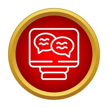 Online communication messaging chat bubble on computer screen icon Stock Illustration