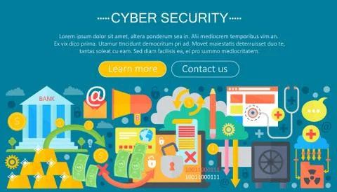 Online communication security, computer protection, cuber secutity infographics Illustrazione stock