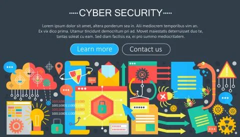 Online communication security, computer protection, cuber secutity infographics Stockillustratie