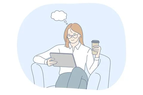 Online communication, technology, electronics concept 库存插图