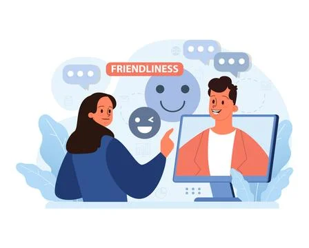 Online communication theme. Flat vector illustration Stock Illustration