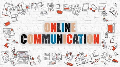 Online Communication on White Brick Wall Stock Illustration