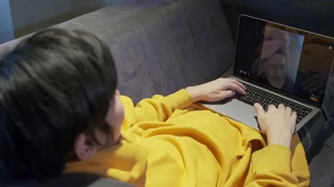 Online communication on work in a room Stock Footage 165872830