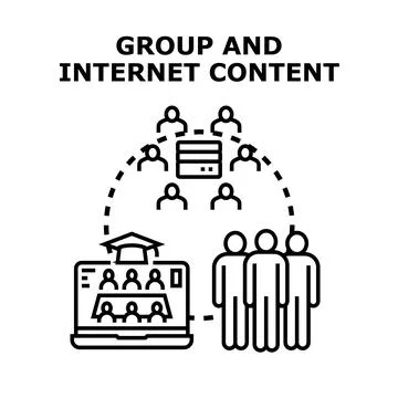 Online community accessing digital education and shared content Stock Illustration
