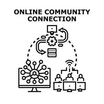 Online community connection concept linking people worldwide Stock Illustration