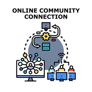 Online community connection concept linking people worldwide Stock Illustration