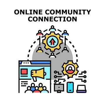 Online community connection networking and digital marketing concept Stock Illustration