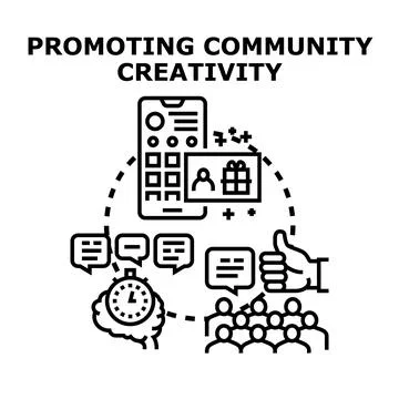Online community creativity promotion concept vector Stock Illustration