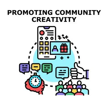 Online community creativity promotion concept vector Stock Illustration