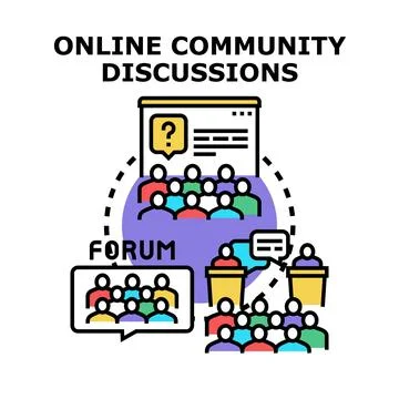 Online community discussions forum virtual meeting concept イラスト素材