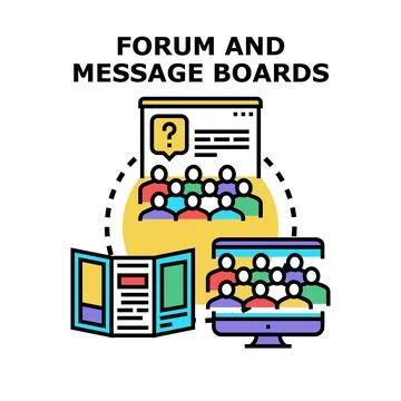 Online community engaging global discussion board concept Stock Illustration