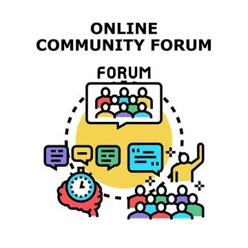 Online community forum sharing digital ideas and communication Stock Illustration
