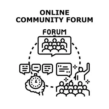 Online community forum sharing digital ideas and communication Stock Illustration