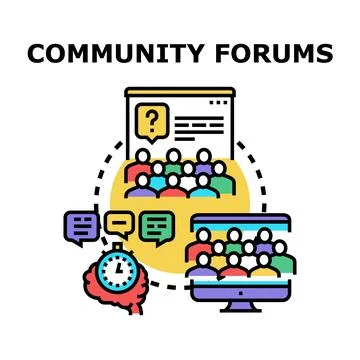 Online community forums creating network and communication Stock Illustration
