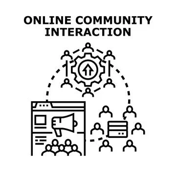 Online community interaction establishing digital network engagement Stockillustratie
