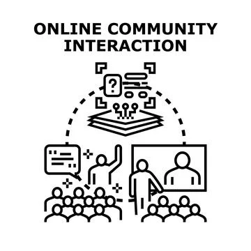 Online community interaction vector illustration connecting people Stock Illustration