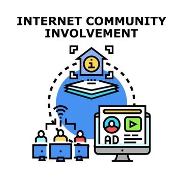 Online community involvement and digital engagement concept Stock Illustration