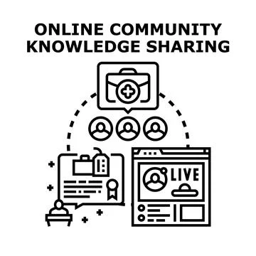 Online community knowledge sharing concept vector Stock Illustration