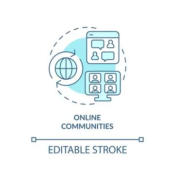 Online community turquoise concept icon Stock Illustration