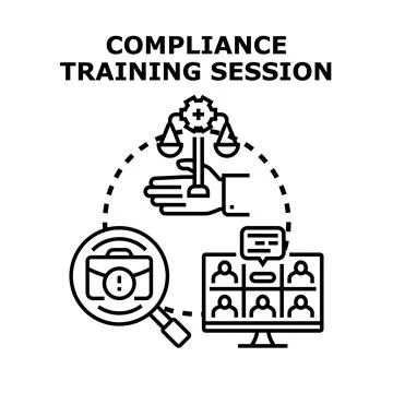 Online compliance training session preparing employees for regulation Stock Illustration