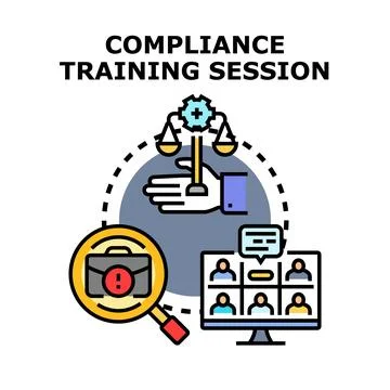 Online compliance training session preparing employees for regulation Stock Illustration