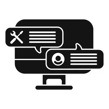 Online computer chat assistance icon simple vector. Support help Stock Illustration