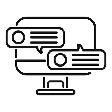 Online computer chat assistance icon outline vector. Support help Stock Illustration