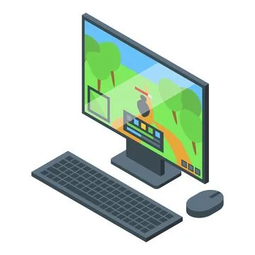 Online computer game icon isometric vector. Sport gamer Ilustración de archivo