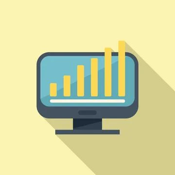 Online computer graph icon flat vector. Real home Stock Illustration