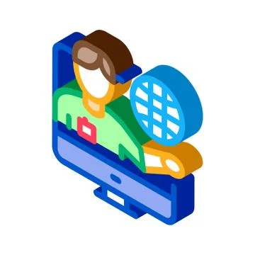 Online Computer Guide Isometric Icon Vector Illustration 스톡 일러스트