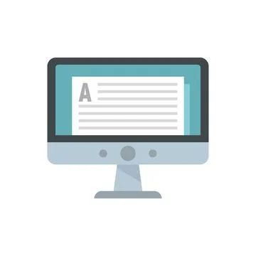 Online computer lesson icon flat isolated vector Stock Illustration