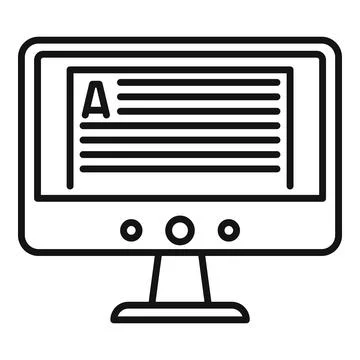 Online computer lesson icon, outline style Illustrazione stock