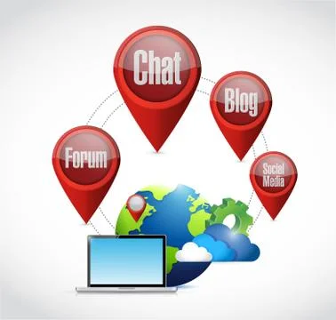 Online computer network diagram Stock Illustration