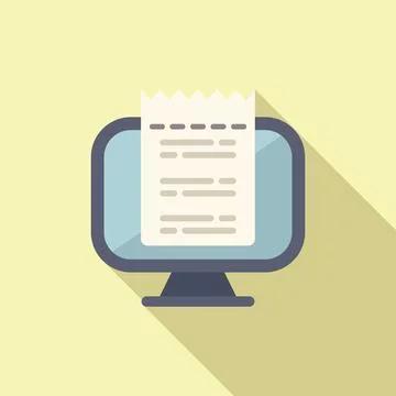 Online computer payment bill icon flat vector. Tax form receipt Illustrazione stock