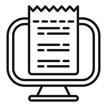 Online computer payment bill icon outline vector. Tax form receipt Stock Illustration